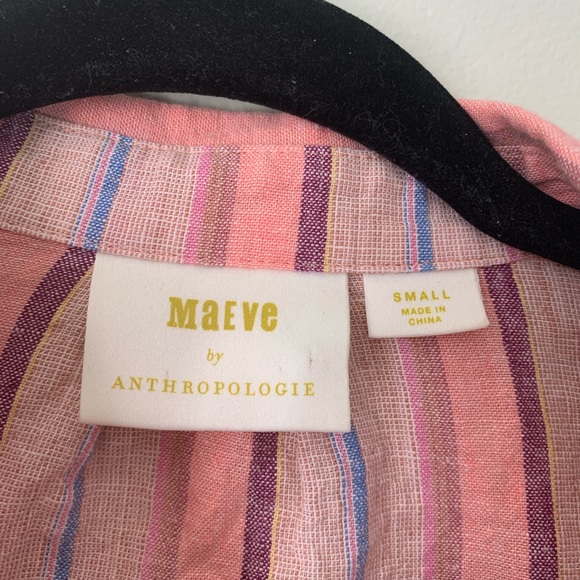 Anthropologie Maeve Anthropologie Striped Linen Blend Shirt Size Small - Picture 5 of 9